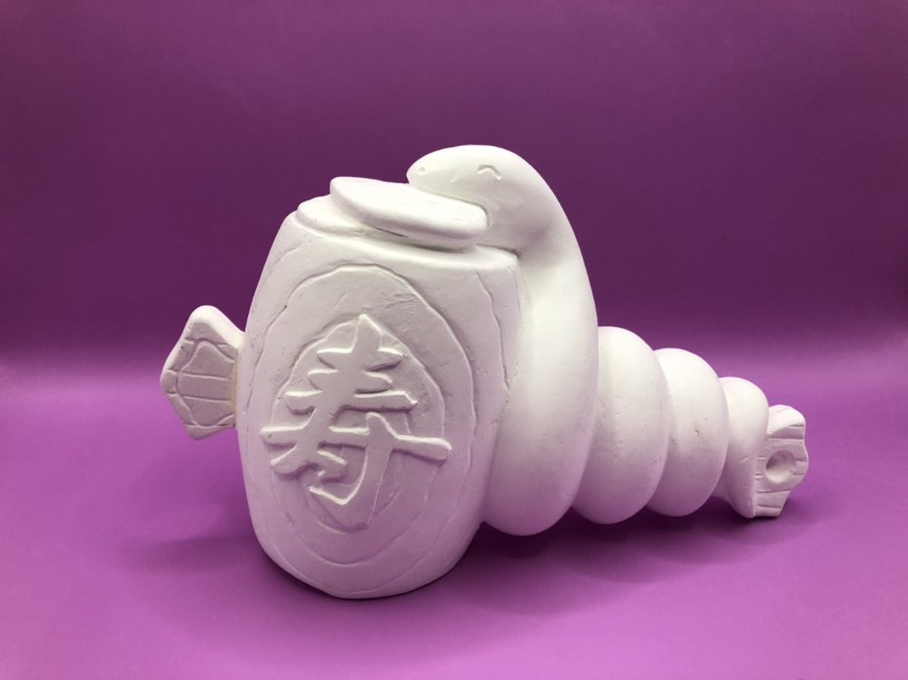 石膏型 干支 巳 ヘビ K-13 寿と小判 W188×H114ｍｍ 4つ割り 陶芸用 型 陶芸 陶芸教室 干支 型 鋳込み