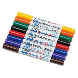 らくやきマーカー 8色  (オーブン用)　 ペン先が筆ペン　細ペンのツインマーカー　陶芸用　楽焼き