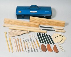 陶芸 成形用具セット 14種類 へら カキベラ カンナ こてな めし皮 ヤスリ タタキ板 たたら板 のべ棒 切り弓 切り針金