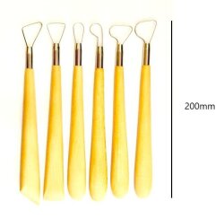 平線コテベラセット 6本組 刃付き 陶芸用 長さ約210ｍｍ こて コテ へら ヘラ お買い得 陶芸教室 陶芸