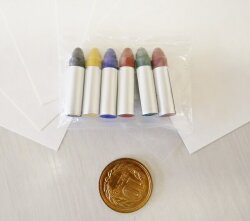 上絵クレヨン 6色 赤 黒 青 黄 茶 緑 クレヨン約3cm 焼成温度780～820度 クレヨン 転写紙