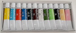 陶芸用下絵の具 12色セット 焼成温度800℃～1300℃ チューブ 各17g 無鉛 黄 トルコ青 赤 紺青 緑青 茶 白 緑 ひわ 黒 肌 桃