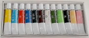 陶芸用 下絵の具 12色セット 焼成温度800℃～1300℃ チューブ 各17g 無鉛 黄 トルコ青 赤 紺青 緑青 茶 白 緑 ひわ 黒 肌 桃 絵の具