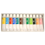 陶芸用 下絵の具 12色セット 焼成温度800℃～1300℃ チューブ 各17g 無鉛 黄 トルコ青 赤 紺青 緑青 茶 白 緑 ひわ 黒 肌 桃 絵の具