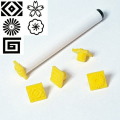 印花セット　A（印面寸法：15×15mm）軟らかな造形物の上に押しつけ凹みを作り濃淡の変化を楽しむのに用います　陶芸用　