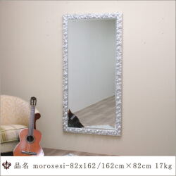 明るい銀色のかわいいバラのイタリア製ウォールミラー