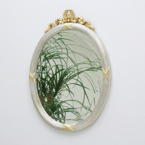 ミラー 鏡 Fa6450 350 銀の楕円形ミラー アンティークミラー 壁掛けミラー