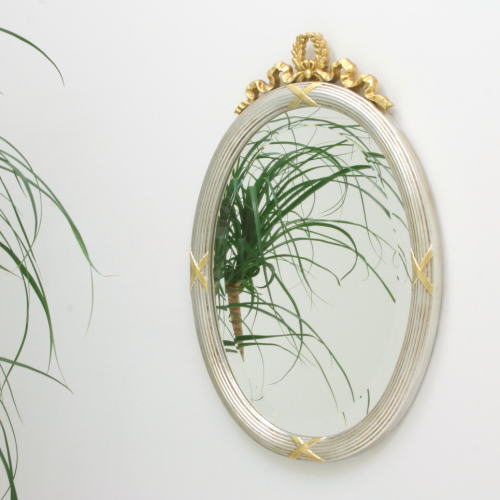 ミラー 鏡 Fa6450 350 銀の楕円形ミラー アンティークミラー 壁掛けミラー