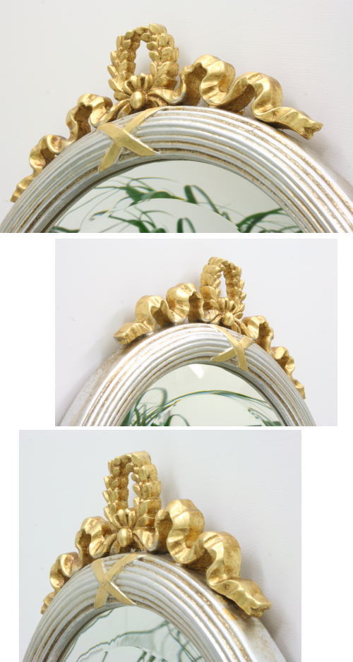 ミラー 鏡 Fa6450-350 銀の楕円形ミラー アンティークミラー 壁掛けミラー 鏡 壁掛けミラー アルミフレーム おしゃれ 壁掛け鏡 丸 ウォールミラー 壁掛け 部屋 玄関 楕円おしゃれ シンプル アンティーク