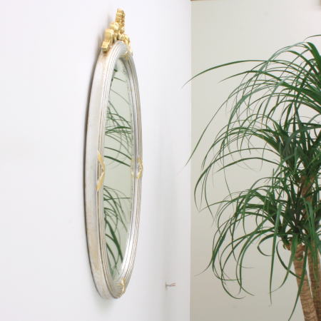 ミラー 鏡 Fa6450 350 銀の楕円形ミラー アンティークミラー 壁掛けミラー