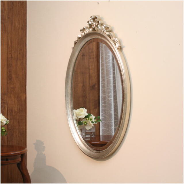 鏡 ミラー Fa2646si イタリア製 アンティーク調 オーバル ウォールミラー 壁掛け鏡