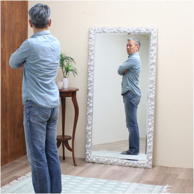 鏡 ミラー morosesilver-82x162超大型サイズイタリア製ウォールミラー