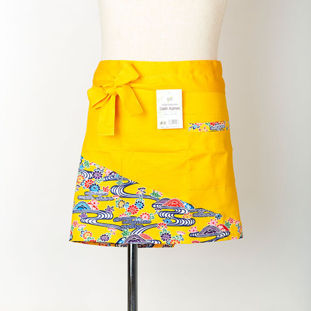 染紅型前掛けエプロン（黄＋ポイント柄）