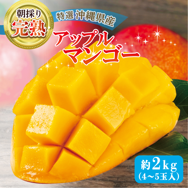 贈答向け】特撰沖縄県産濃厚完熟アップルマンゴー2kg ( 4玉から5玉