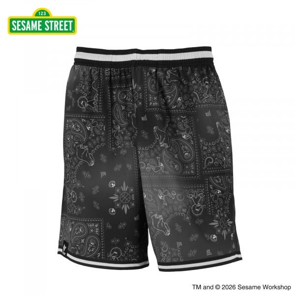 22877/SESAME STREET PAISLEY MIX SHORTS BLACK  [ジュニア]/セサミストリート/ハーフパンツ/パンツ/BFIVE/ビーファイブ/ジュニア/バスケットボール
