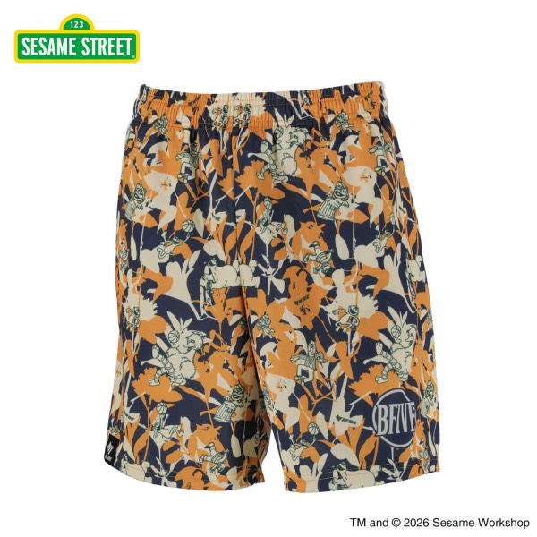 22875/SESAME STREET BOTANICAL SHORTS　ORANGE [ジュニア〕/セサミストリート/ハーフパンツ/パンツ/BFIVE/ビーファイブ/バスケットボール