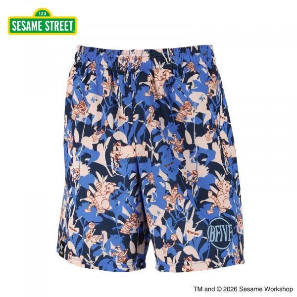 22874/SESAME STREET BOTANICAL SHORTS BLUE [ジュニア]/セサミストリート/ハーフパンツ/パンツ/BFIVE/ビーファイブ/バスケットボール