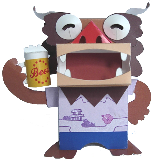 キット　ペーパークラフト　ミニシーサーの仲間たち　ビール