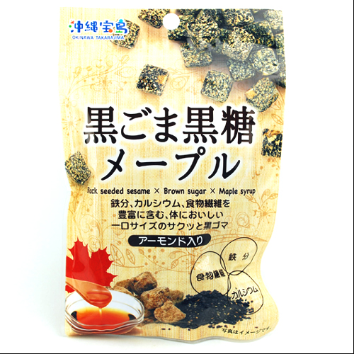 沖縄旅行/修学旅行/沖縄お土産/ 沖縄宝島 一口サイズの小袋菓子 黒ごま黒糖メープル 40g入り袋 4582112265479