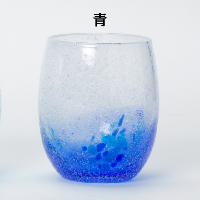 琉球ガラス村　泡花見グラス　青　4571116147270