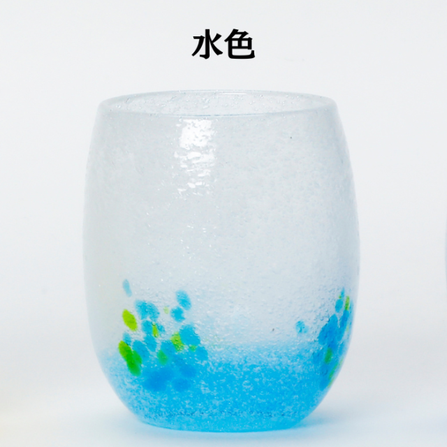 琉球ガラス村　泡花見グラス　水色　4571116147287