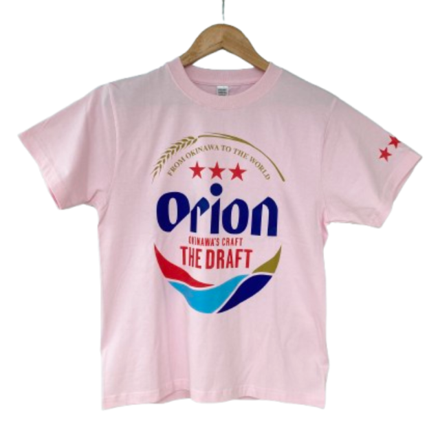 オリオンビールTシャツ　ドラフトロゴ　ライトピンク　XL