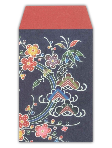 琉球紅型　ポチ袋　紅型プリント　宮城守男　「松竹梅」５枚入り
