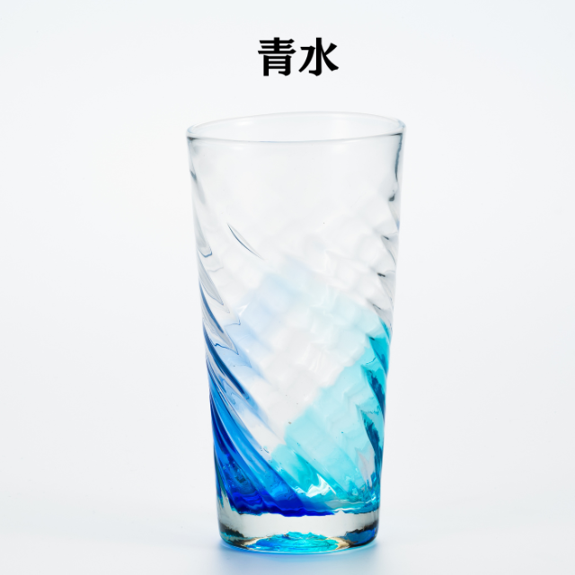 琉球ガラス村　清一工房　シーサイドロンググラス　青水　4573487350297