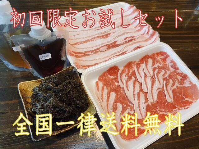 『初回購入限定お試しセット！送料無料』　パイナップルあぐー三枚肉、肩ロースしゃぶしゃぶセット４～６人前８００g