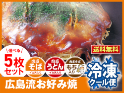 冷凍 広島お好み焼き300g選べる５枚セット（簡易包装）【送料込】