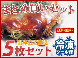 冷凍 広島お好み焼き（イカ天入） 300g 5枚セット（簡易包装）【送料込】(021-0041)