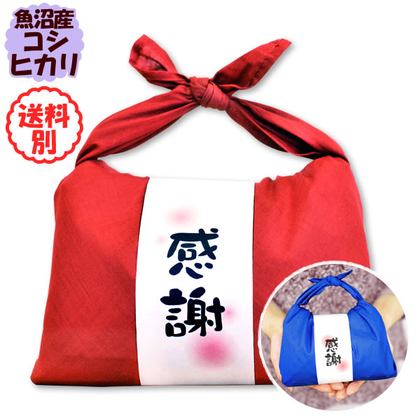 【令和6年産 魚沼産コシヒカリ】バンダナ包み「感謝」（300g×2袋入） 【8個以上送料無料（北海道、九州、沖縄除く）】