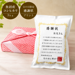 父の日 ギフト 感謝状 魚沼産コシヒカリ 3kg 令和7年産 プレゼント 新潟 お米