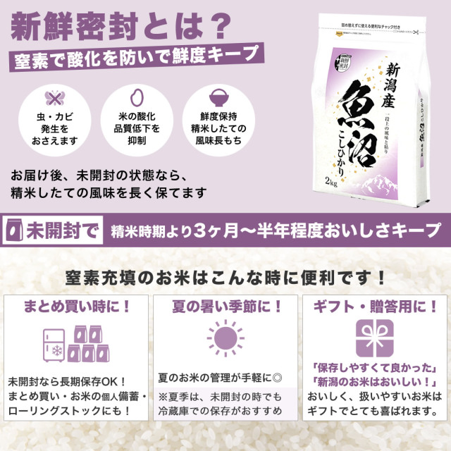 令和6年産 産直 魚沼産コシヒカリ 4kg（2kg×2） 新鮮密封 窒素