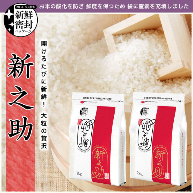 令和7年産 新潟県産 新之助 4kg（2kg×2袋）新鮮密封 窒素充填包装