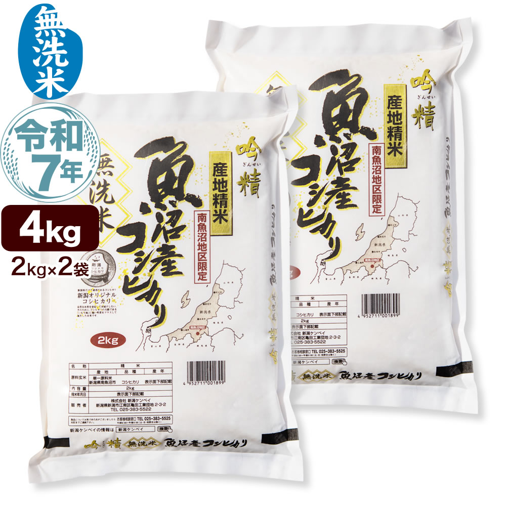 無洗米 南魚沼産コシヒカリ 吟精 4kg（2kg×2）令和7年産 新潟県