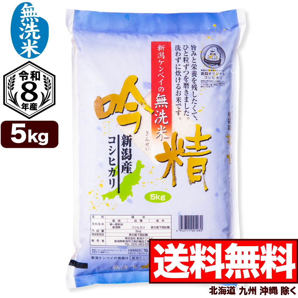 新米 無洗米 令和8年産 新潟産 こしひかり 5kg 吟精