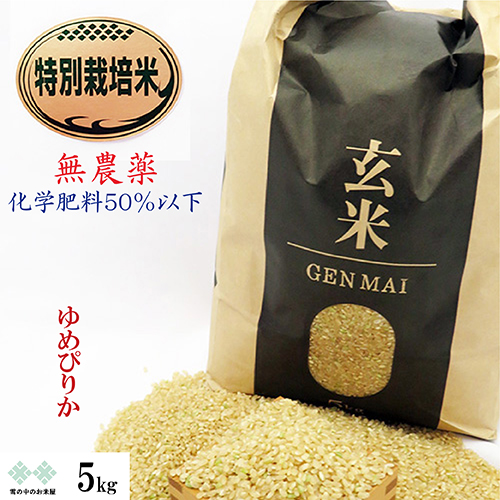 ゆめぴりか玄米 特別栽培米（無農薬）　5ｋｇ　令和6年産