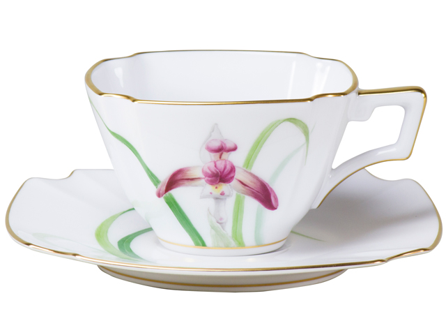 【手描き】茶花シリーズ「日本春蘭」　カップ＆ソーサー