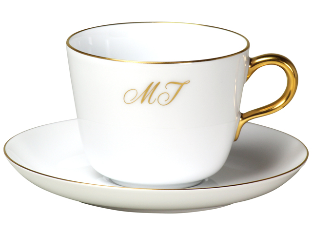 ゴールドライン　モーニングカップ＆ソーサー【イニシャル2文字】