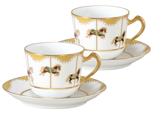 うまくゆく 大倉陶園 回転木馬 うまくゆく 回転木馬 コーヒーカップ＆ソーサーペアセット