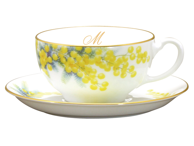 For you「ミモザ」　カップ＆ソーサー【イニシャル1文字】