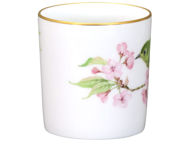 直営店限定＞【手描き】メジロとさくら マグ