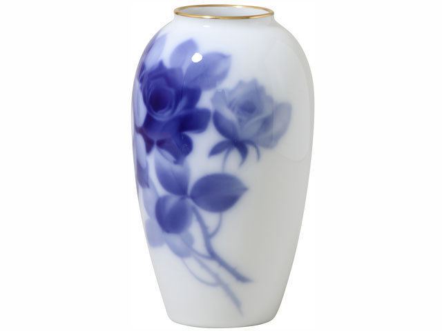 壽恵器窯　ブルーローズ　花瓶　バラの陶器花瓶 ブルーローズ（8011） 15cm花器