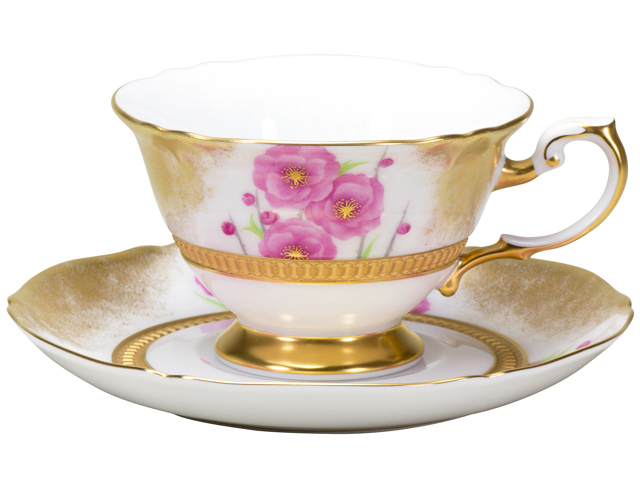 【手描き】碗皿暦　3月「桃の節句」　カップ＆ソーサー【100周年記念・通常裏印】