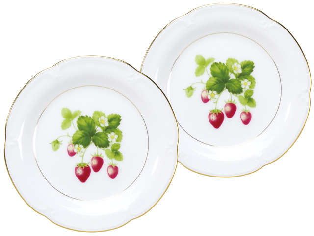 大倉陶園 プチローズ 小花 20cm デザート皿 プレート 2枚セット 大倉陶