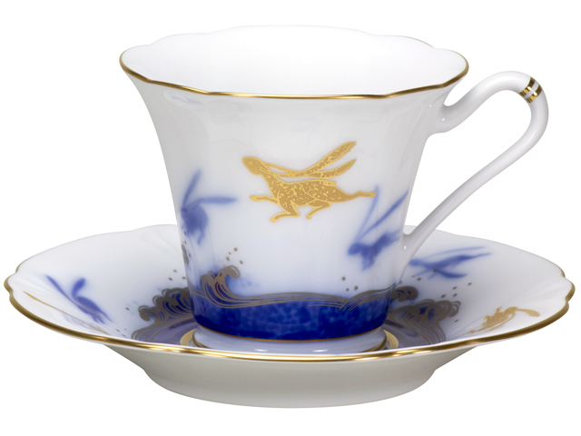 碗皿暦　9月「波に兎」　カップ＆ソーサー【100周年記念・通常裏印】