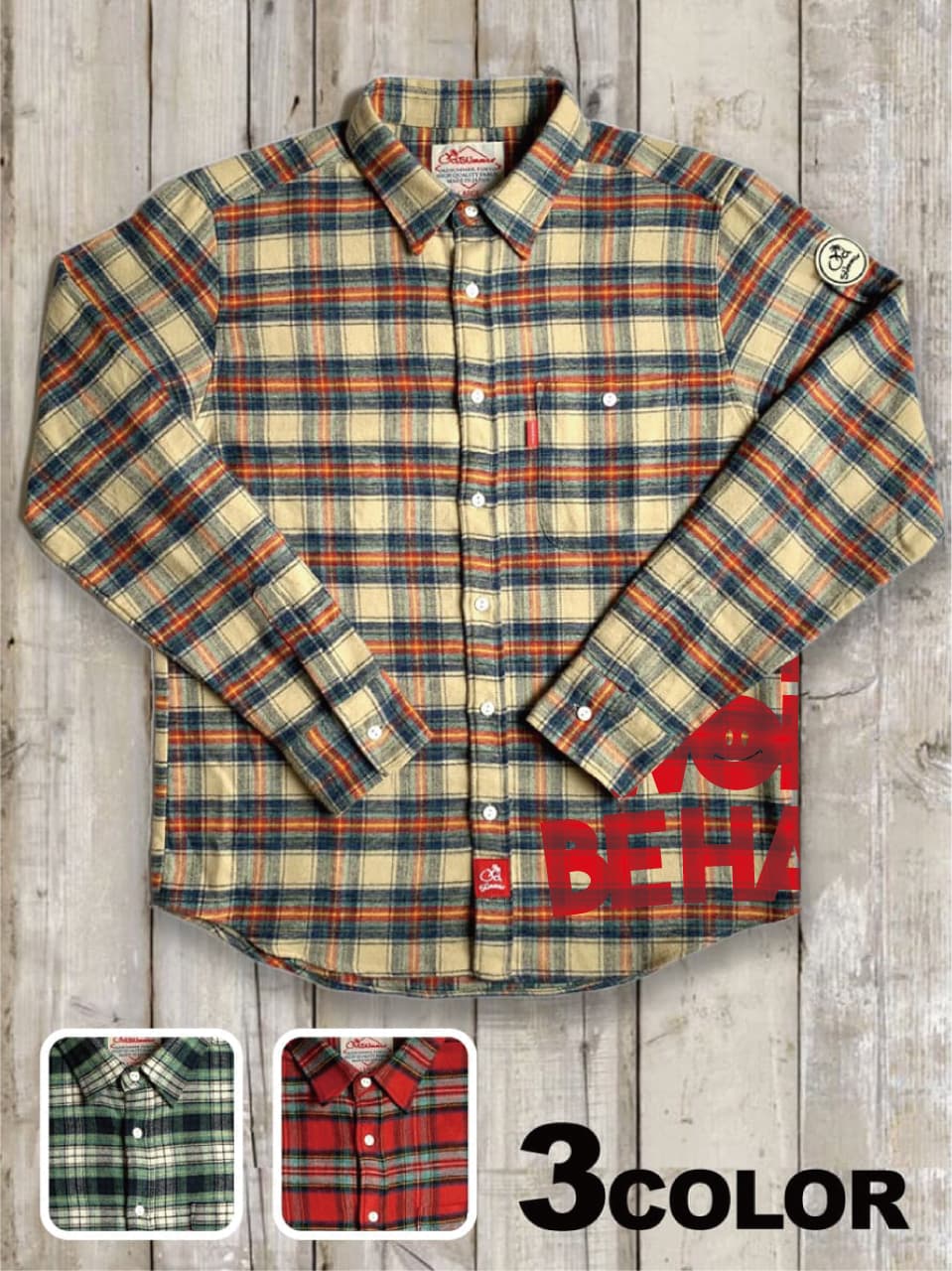 フランネルチェックシャツ（DON'T WORRY BE HAPPY）