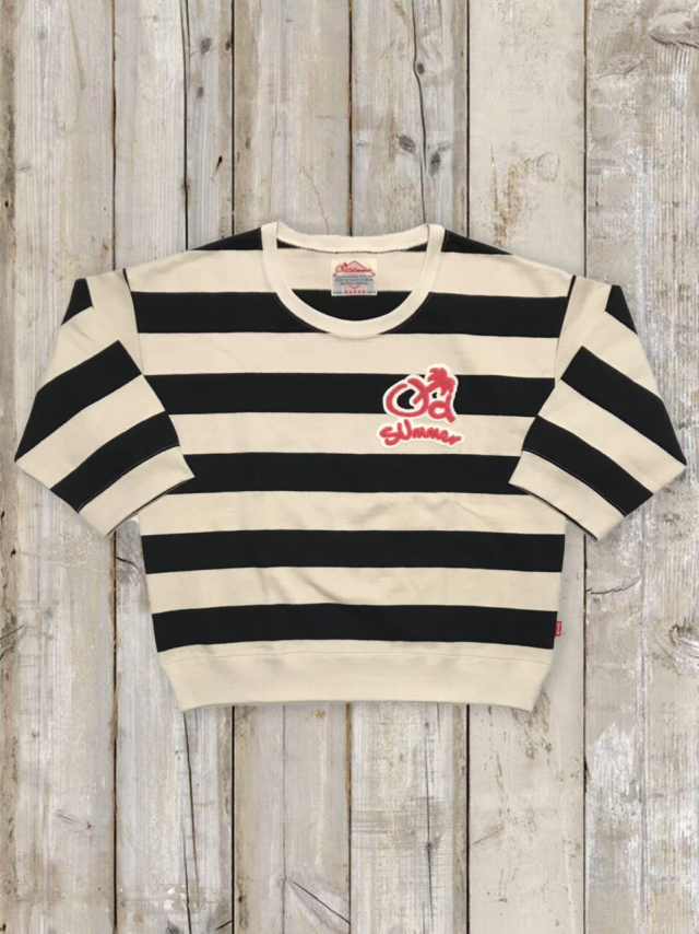 ワイドスリーブ厚手tシャツ ボーダー