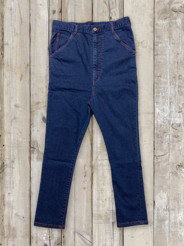 18ss 美品■sulvam■シアサッカー ボンテージ パンツ サルエル調 M sulvam(サルバム) シアサッカーストライプパンツSH-P01-200 SH